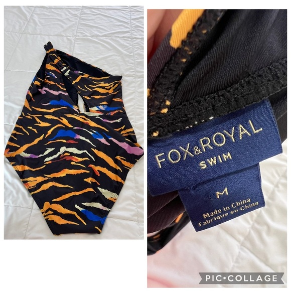 Fox & Royal Amara Animal print one Piece Swim Suit size M - Picture 2 of 10